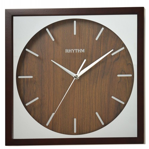 Rhythm Wooden Wall Clock Mirror Finished Glass,Silent Silky Move
